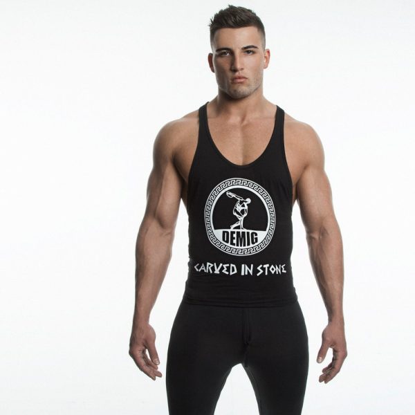 DEMIG Mens Bamboo Y Back Fitted Tank Tops, Mens Gym Shirt, Bodybuilding Tops, Gym Singlets, Gym Stringer Vest, Workout Gear, Fitness Apparel