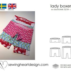 PDF pattern. Lady Boxers Lingerie. Size 32-34 – 60 (XS – 4XL)
