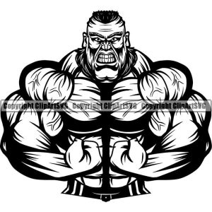 Bodybuilding Man Muscle Flex Dumbbell Posing Fitness Gym Workout Train Health Weight Pose Fit Body Strong Design Logo SVG PNG Vector Clipart