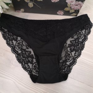 1PCS 100% Organic Cotton Black Soft Lace Ladies Romantic Hipster Panty Cute Women’s Handmade Bridal Lingerie