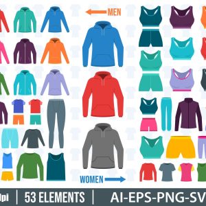 Sport Clothing Activewear Fitness Apparel Gym Outfit Digital Vector Art Clipart Sportswear Activewear Outfit Fitness Gear Vector Clip Art