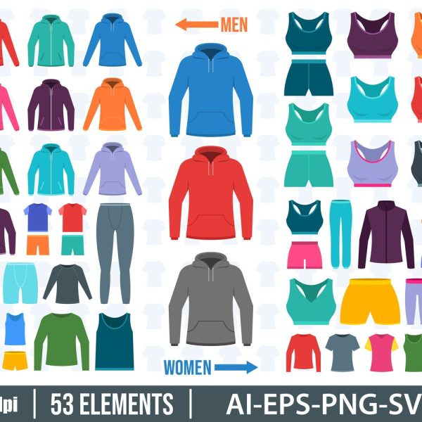 Sport Clothing Activewear Fitness Apparel Gym Outfit Digital Vector Art Clipart Sportswear Activewear Outfit Fitness Gear Vector Clip Art