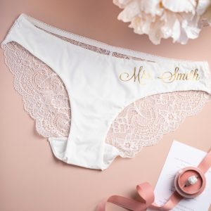Personalized gift for her Bride Panties Lace Wedding Underwear Bridal Shower Gift Bachelorette Personalized Honeymoon Christmas Gift