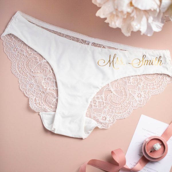 Personalized gift for her Bride Panties Lace Wedding Underwear Bridal Shower Gift Bachelorette Personalized Honeymoon Christmas Gift