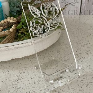 Mobile Phone Holder Stands with Hand Drawn Florals or Rainbow – SVG designed for Glowforge/Laser
