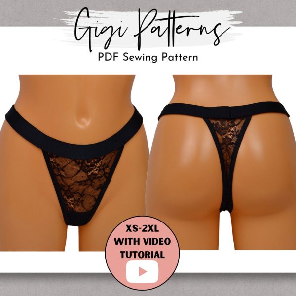 Lingerie Pattern, Sewing Patterns, Brazilian Style Lace Thong PDF Pattern, Lingerie Sewing Pattern, Women’s PDF Lingerie Pattern