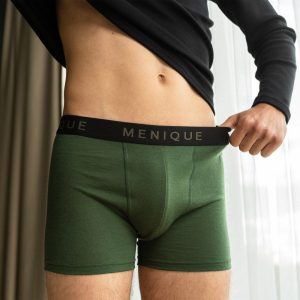 Organic Mens Underwear Boxer Shorts for Men Merino Wool Boxer Briefs Organic Sustainable Underwear 160gsm Dark Green
