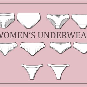 Women’s underwear vector- underwear vector -fashion flat sketch for adobe illustrator – technical drawing -women’s underwear templates