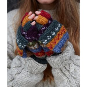 Women’s Fair Isle Glove Mitts – Handmade – Fairisle Gloves – Knitted Gloves – Traditional Fair Isle – 100% Wool – Fair Isle Mitts- Pachamama