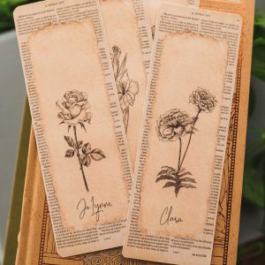 Personalized Birth Flower Bookmark with Name, Laminated Personalized Bookmark, Double-Sided