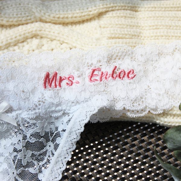 Personalized Gifts for her Personalized Bridal Lace Thong Bride panty Wedding gift Honeymoon Lingerie Bride Lace honeymoon Gifts Christmas