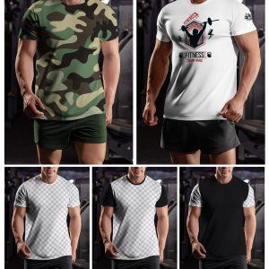 Mockup Tshirt Muscular Man at Gym