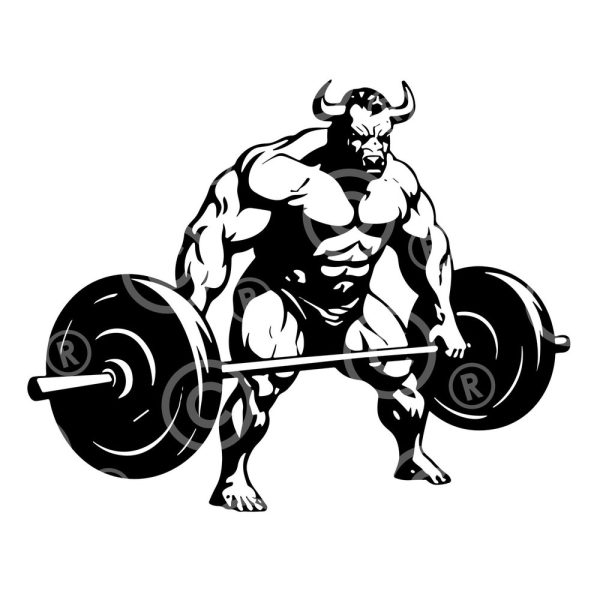 Bull Body Builder svg | Weight Lifter Clipart | Muscle Man Cut File | Fitness Coach Gift Idea T-shirt Design png | Workout Physique Stencil