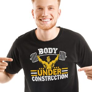 Body Under Construction Shirt, Gym T-Shirt, Workout Tee, Weight Lifing Shirt, Unisex Exercise Tee Shirt, New Year’s Resolution Gift