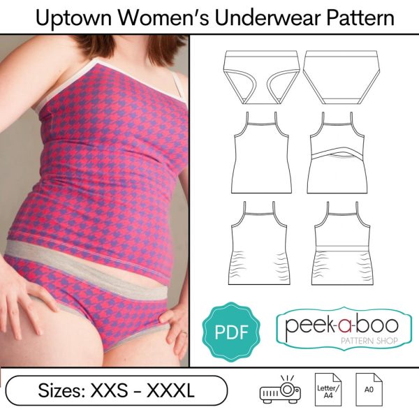 Uptown Undies & Camisole: Women’s Underwear and Camisole PDF Sewing Pattern