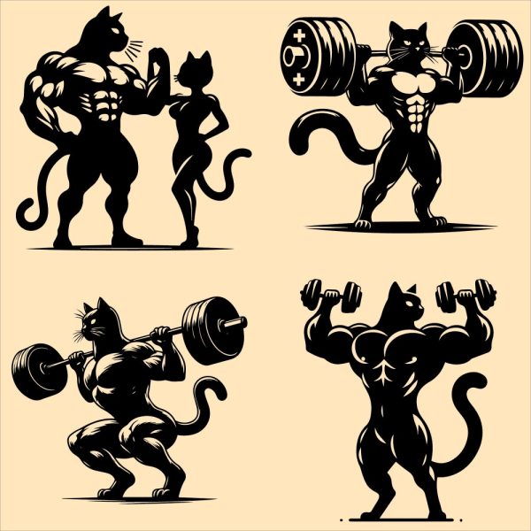 Cat Gym Svg Png, Bodybuilder Svg, Gym Svg, Bodybuilding Svg, Cat Svg, Muscular Cat Svg, Fitness Workout Svg, Sublimation Design