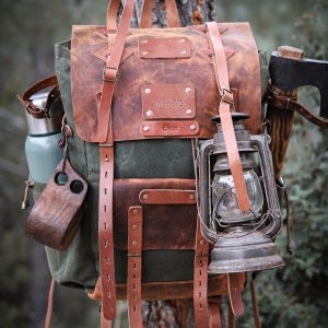 40 L Rucksack, Bushcraft Camping Outdoor Travel Hiking Hunting Waterproof  Waxed Canvas Backpack,Running Sea Beach Bike Bag,Fathers Day Gift