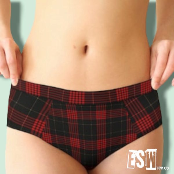Red Plaid pattern Women’s Cheeky Briefs,Women’s Underwear,Women’s Briefs
