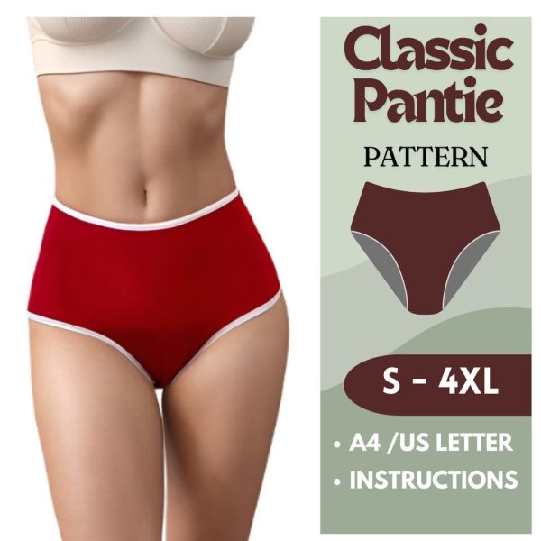 Classic Panty Sewing Pattern | High Waist Underwear | Full Coverage | S-4XL | A4 & US Letter PDF