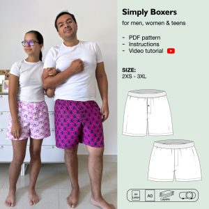 Men and women underwear pdf sewing pattern, boxer shorts, bermuda shorts, unisex underpants, men undershorts, briefs, long johns, drawers