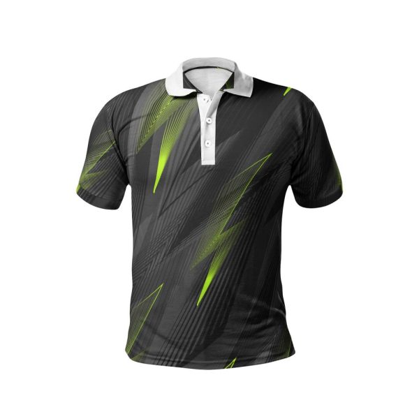 Men’s Black All-Over Lightning Print Polo Shirts (Regular and plus sizes)