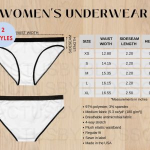 2 Size Chart Women’s Underwear (AOP) mockup Etsy tool Sizing XS-xL All-over-prints Chart Etsy mock up Printify POD listing etsy new seller