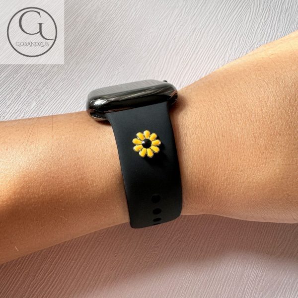 Custom Silicone Apple Watch Band with Floral Charms Fits 38-49mm Series 10 to SE Women Men Great Gifts iWatch Strap – 103 Colors Available