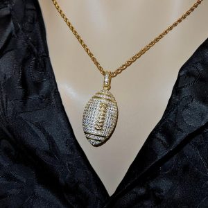Men’s Football Pendant Necklace – Hypoallergenic, Perfect Gift, Sports Fan Gift, Sports Jewelry, Athletic Pendant, Team Spirit Necklace