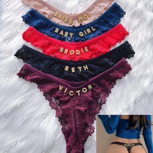 Custom Name Lace Thong, Personalised Name Thong, Custom Name Thong,Custom High Elastic Lace Thong