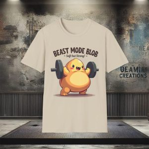 Beast Mode Blob Gym T-Shirt – Funny Workout Shirt | Body Positivity Fitness Tee | Unisex Soft Gym Shirt for Weightlifting