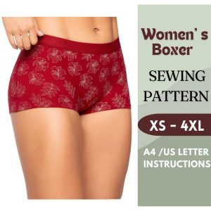 Women’s Boxer Shorts Sewing Pattern | PDF Underwear Pattern | DIY Lingerie | Comfortable Stretch Boxer | Sizes XS-4XL