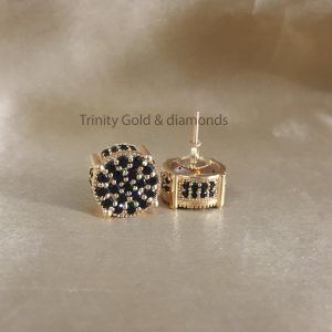 Black Stud • Mens Black Stud Earrings with Screw Back • Size 11.80mm  • Flower Shape Cluster Unisex Stud Earrings • Perfect Birthday Gift