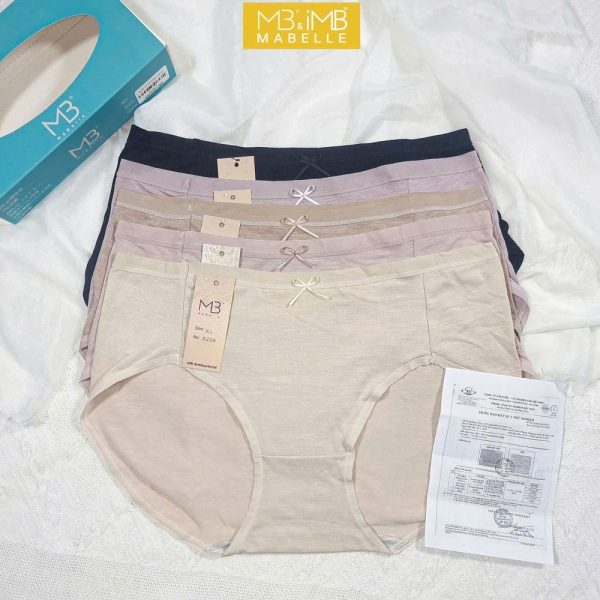 Set of 4 natural mid-waist underwear made from 100% soft organic cotton, hypoallergenic, thin, light, comfortably elastic