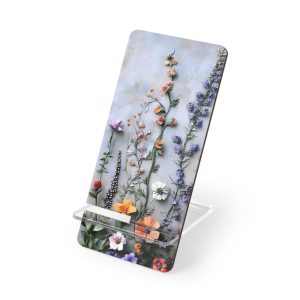 Phone Stand, Wildflowers Beautifully Set in Stone, Decorative Phone Holder, Desk Organizer, Floral Phone Dock, Smartphone Holder