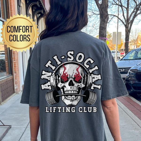 Anti Social Lifting Club Shirt, Comfort Colors, Gym Pump Cover, Trendy Fitness Shirt, Weight Lifting Gift, Oversized Gym Tshirt, Gym Clothes