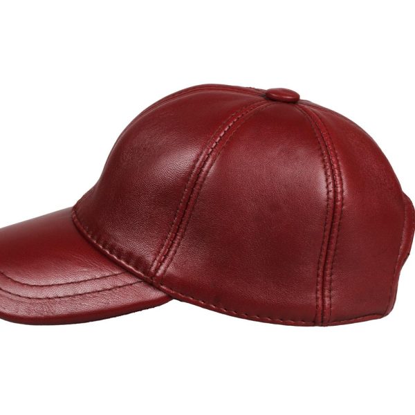 Dark Red Leather Baseball Cap, Hatsquare Leather Hat, Men Leather Hat, Adjustable Leather Cap, Woman Leather Baseball Cap, Sports Cap