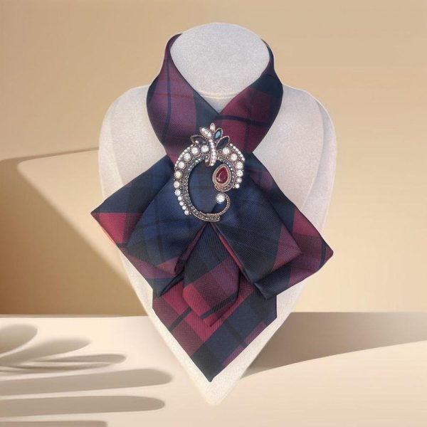 Elegant  Necktie Necklace  for Women –  Handmade Bow Tie Accessory with Brooch Pin – Skinny scarf – Perfect gift for Friend – Bow collar