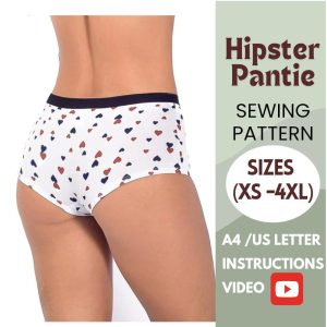 Boyshort Sewing Pattern | Pantie Sewing Pattern | woman underwear pattern | Sizes (XS to 4XL) | Include Instructions and video