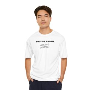Body By Bacon Men’s Performance T-Shirt, Funny Workout Shirt, Gym Apparel, Bacon Lover Gift, Fitness Tee, Dri-Fit Top