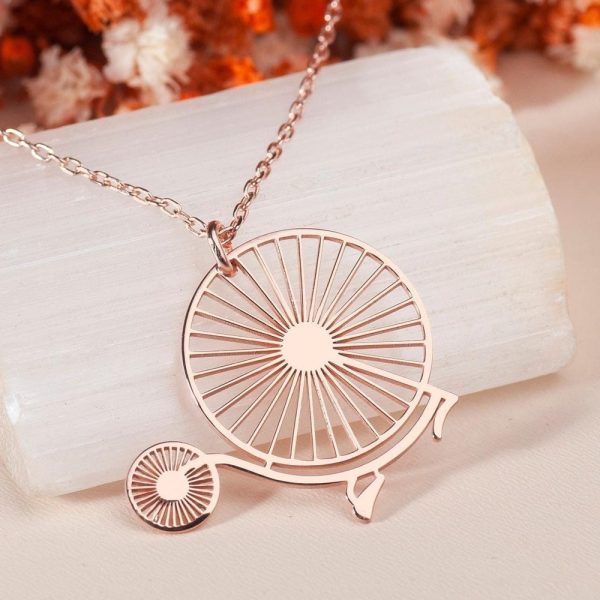 Old Bicycle Necklace 925 Sterling Silver, Rose Gold Jewelry,Bike Necklace, Bicycle Gift, Cyclist Pendant, Cycling Jewelry, Sports Lover Gift