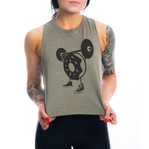 Weightlifting Donut Crop Top for Women | Gym shirts | Cropped Workout Tank | Fitness Apparel | Gym Tank for Weightlifing Bodybuilding