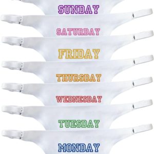 Days of the Week Ladies White Adjustable Thong