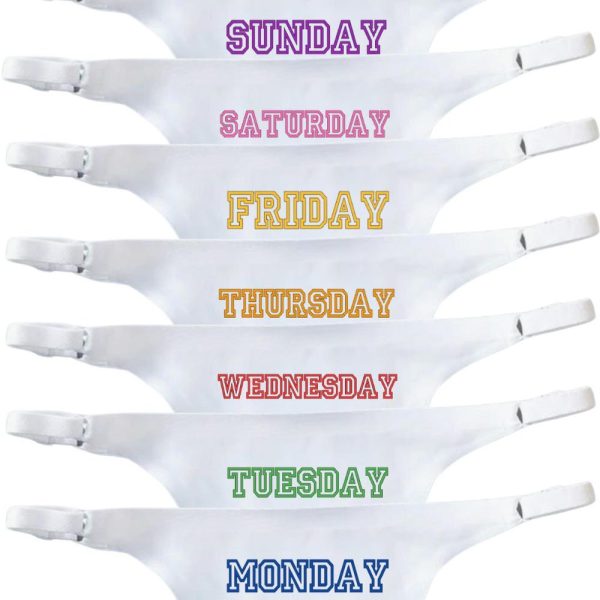 Days of the Week Ladies White Adjustable Thong