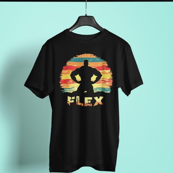 Flex T-shirt –  Fitness Flex Shirt, Muscle Flexing Tee, Workout Sunset Shirt, Athletic Sunset Tee, Sunset Vibes Shirt, Gym Workout Tee