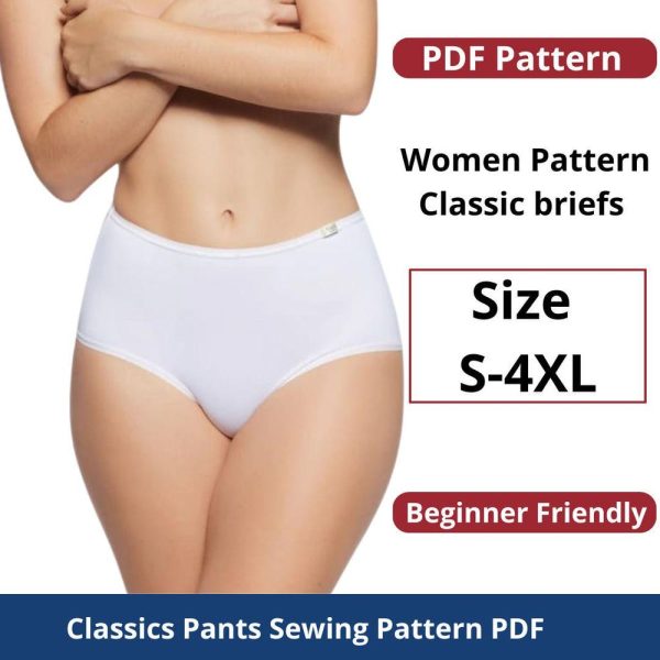 Women Pattern Classic briefs | Sizes S to 4XL  |  Instant download | Easy Digital PDF