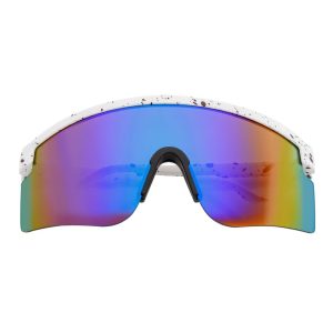 MONOLITH – X-Large Rimless Sports Shield Sunglasses White – Blue Mirror