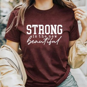Fitness Workout Top, Gym Tee, Motivational Graphic Tee, Inspirational Quote Tee, Fitness Tee, Cute Gym Tee, Strong is the New Beautiful Tee