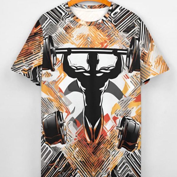 Men’s Bodybuilding T-Shirt All Over Print, Gym Shirt gift for Him, Athletic Fit Workout Shirt for him, Fitness Tee, Guy Tribe Form Fit Shirt