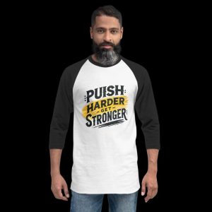 Push Harder Gym Raglan T-Shirt – Workout Motivation Tee for Men & Women | Baseball Style Fitness Shirt