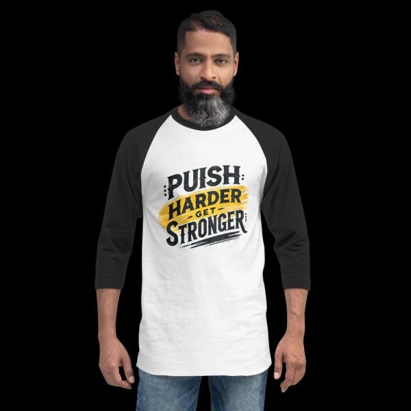Push Harder Gym Raglan T-Shirt – Workout Motivation Tee for Men & Women | Baseball Style Fitness Shirt